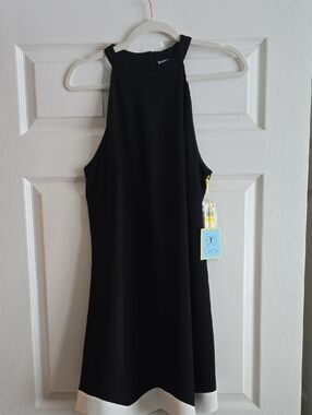 CeCe Black Mini Dress with White Hem